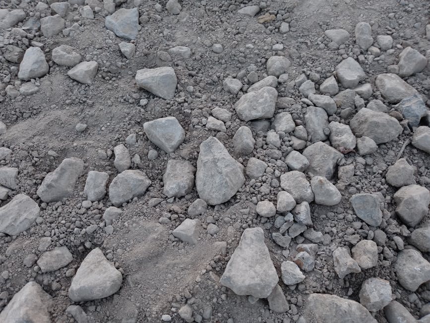 Detailed view of rocky ground surface with various stones and gravel.